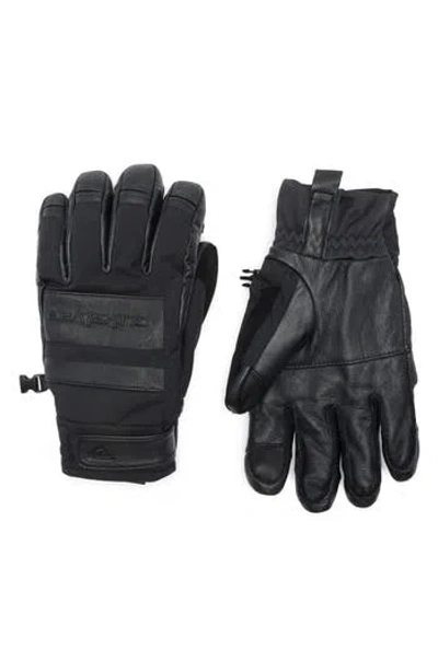 Quiksilver Squad Faux Leather Panel Gloves In Black