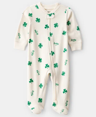 Carter's Baby Boys Or Baby Girls St. Patrick's Day Snug Fit Sleep And Play Pajama In White