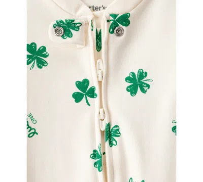Carter's Baby Boys Or Baby Girls St. Patrick's Day Snug Fit Sleep And Play Pajama In White