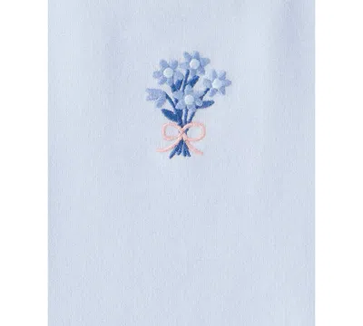 Carter's Baby Girls 2-piece Floral Long-sleeve Sweatshirt And Pants Set In Blue