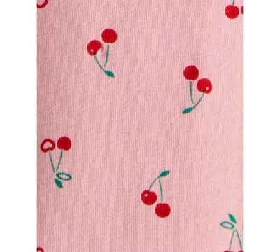 Carter's Baby Girls 2-piece Cherry Bow French Terry Sweatshirt And Pants Set In Pink