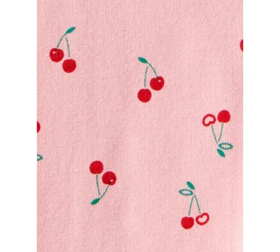 Carter's Baby Girls 2-piece Cherry Bow French Terry Sweatshirt And Pants Set In Pink