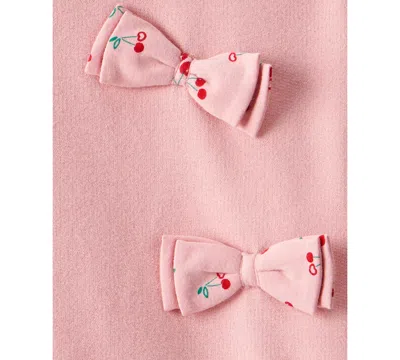 Carter's Baby Girls 2-piece Cherry Bow French Terry Sweatshirt And Pants Set In Pink