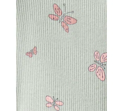 Carter's Baby Girls 2-piece Butterfly Sweater And Pants Set In Green