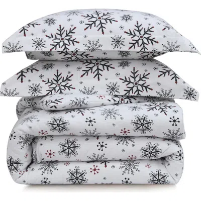 Azores Home Let It Snow Cotton Flannel Sheet Set In White
