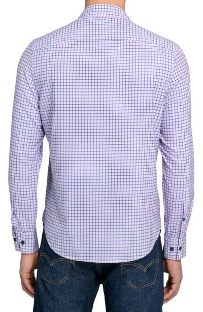 Construct Grid Print Stretch Dress Shirt In Blue