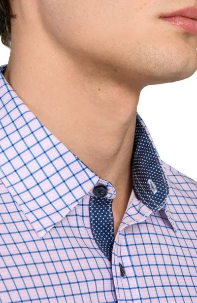 Construct Grid Print Stretch Dress Shirt In Blue