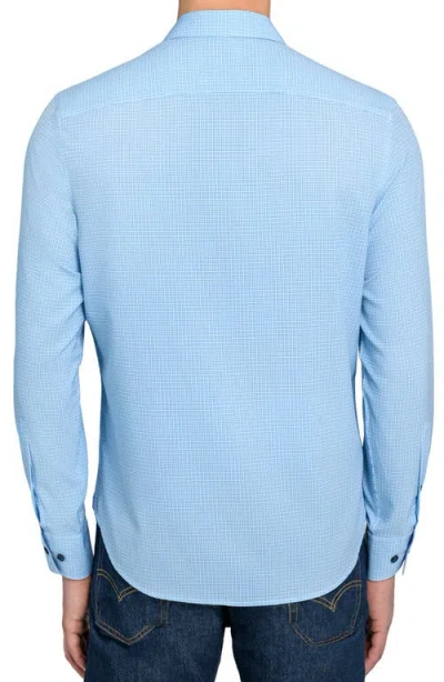 Construct Micro Square Stretch Dress Shirt In Blue