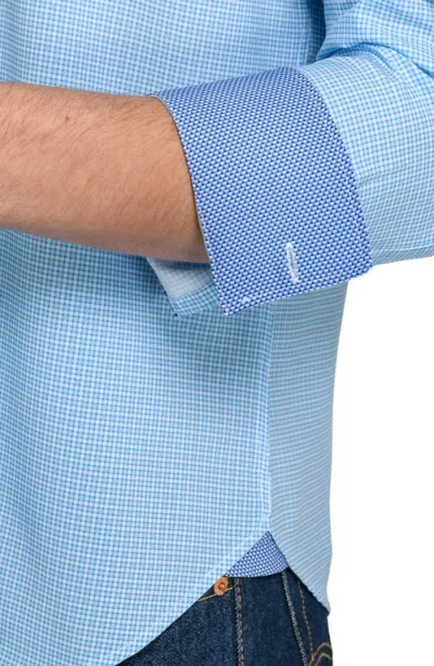 Construct Micro Square Stretch Dress Shirt In Blue