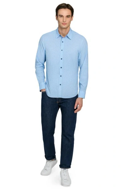 Construct Micro Square Stretch Dress Shirt In Blue