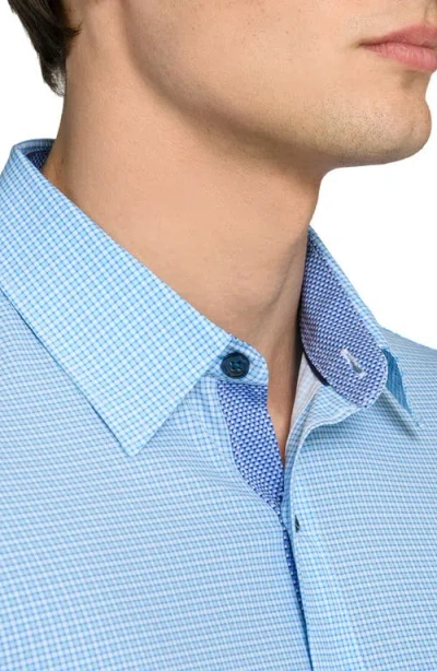 Construct Micro Square Stretch Dress Shirt In Blue