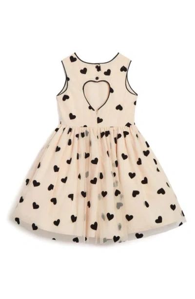 Pippa & Julie Kids' Flocked Heart Sleeveless Fit & Flare Dress In Neutral