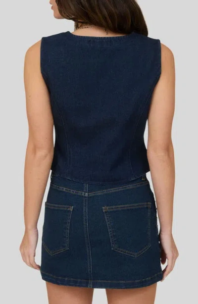 Blu Pepper Studded Button Front Vest In Blue