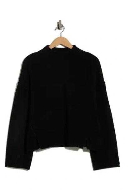 Max Studio Exposed Seam Turtleneck Sweater In Black