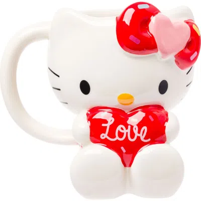Hello Kitty Holding Heart Ceramic Mug In White