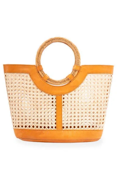 Jelavu Hilton Handwoven Cane Tote In Brown