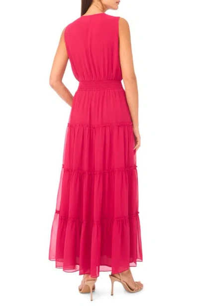 1.state Tie Neck Sleeveless Tiered Maxi Dress In Pink