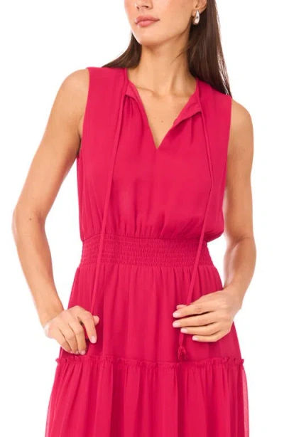 1.state Tie Neck Sleeveless Tiered Maxi Dress In Pink