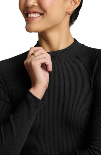 Beyond Yoga Contours Mock Neck Top In Blue