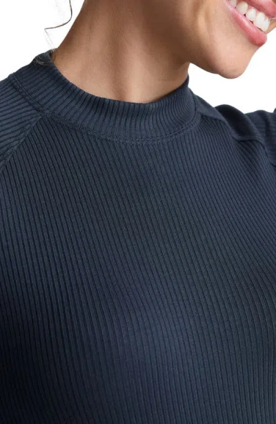 Beyond Yoga Contours Mock Neck Top In Blue