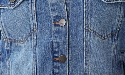 Kensie Puff Sleeve Crop Denim Jacket In Blue