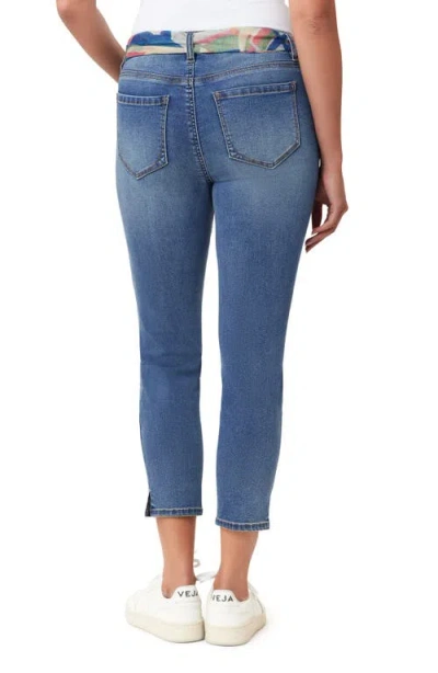 Kensie Belted Mid Rise Skinny Cropped Jeans In Blue