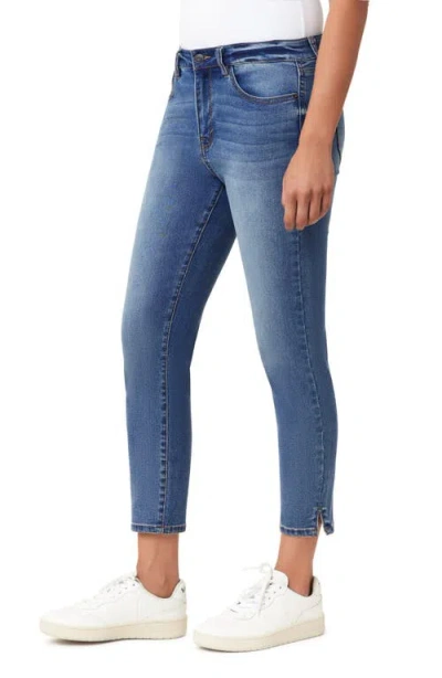 Kensie Belted Mid Rise Skinny Cropped Jeans In Blue