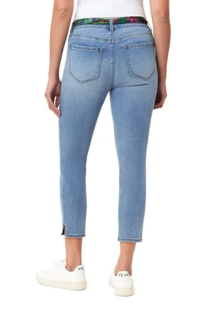 Kensie Belted Mid Rise Skinny Cropped Jeans In Blue