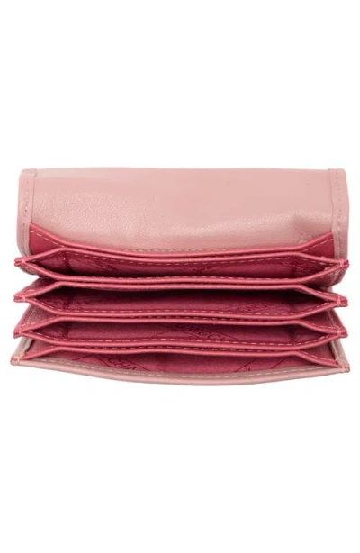 Longchamp Le Pliage Xtra Leather Flap Card Case In Pink