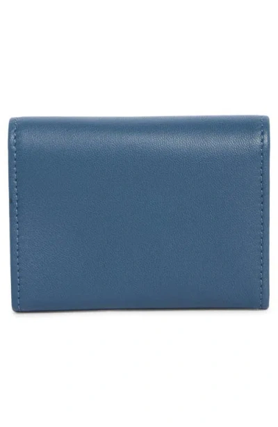 Longchamp Le Pliage Xtra Leather Flap Card Case In Blue