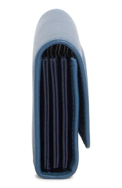 Longchamp Le Pliage Xtra Leather Flap Card Case In Blue