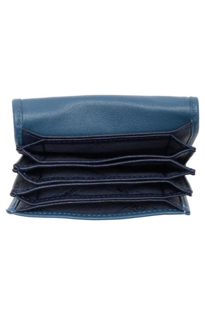 Longchamp Le Pliage Xtra Leather Flap Card Case In Blue