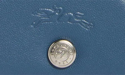 Longchamp Le Pliage Xtra Leather Flap Card Case In Blue