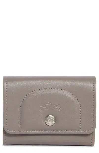 Longchamp Le Pliage Xtra Leather Flap Card Case In Gray