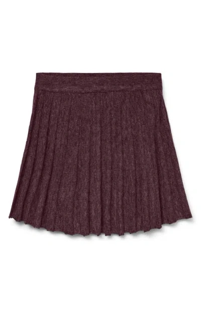 Vero Moda Marina Pleated Knit Skater Miniskirt In Burgundy
