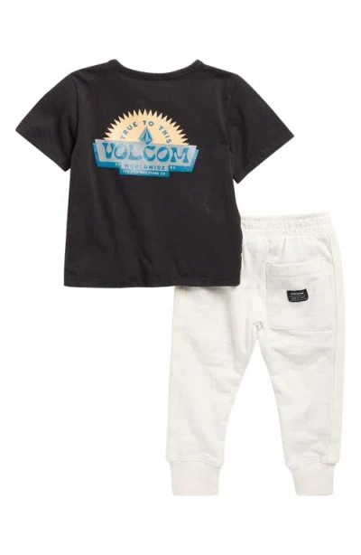 Volcom Jersey Graphic T-shirt & Joggers Set In Black