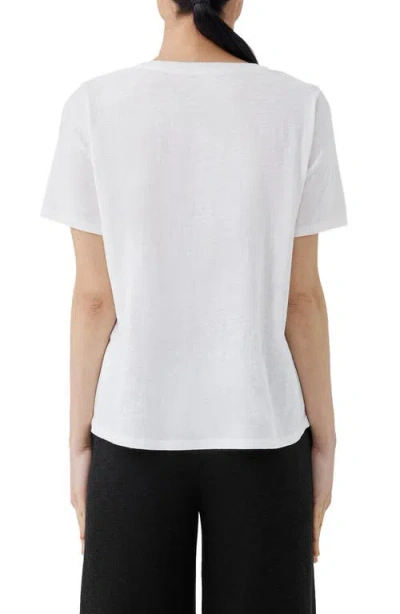 Eileen Fisher Organic Pima Cotton Jersey V-neck Tee In White