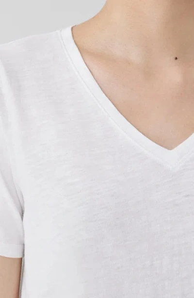 Eileen Fisher Organic Pima Cotton Jersey V-neck Tee In White