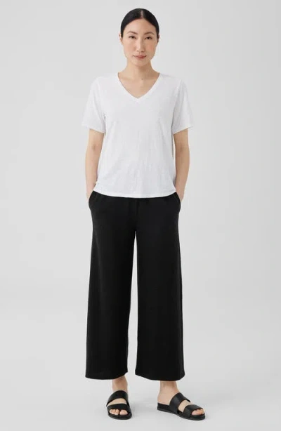Eileen Fisher Organic Pima Cotton Jersey V-neck Tee In White