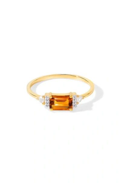 Ys Gems Baguette & Round Mix Gemstone Ring In Gold