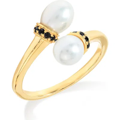 Ys Gems Cultured Pearl Bypass Ring In Gold