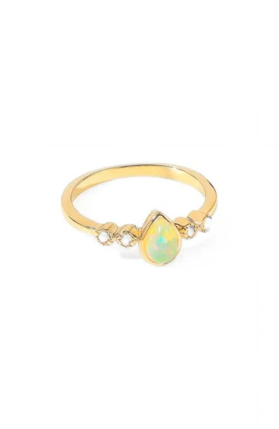 Ys Gems Pear Gemstone Ring In Gold