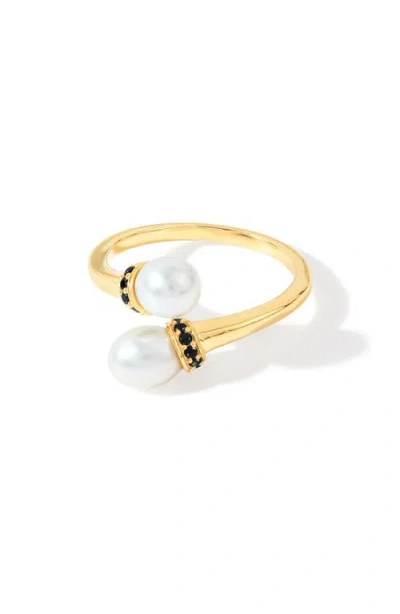 Ys Gems Cultured Pearl Bypass Ring In Gold
