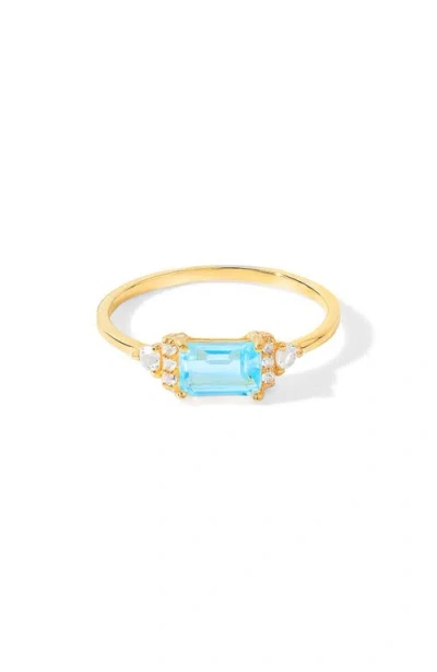 Ys Gems Baguette & Round Mix Gemstone Ring In Gold