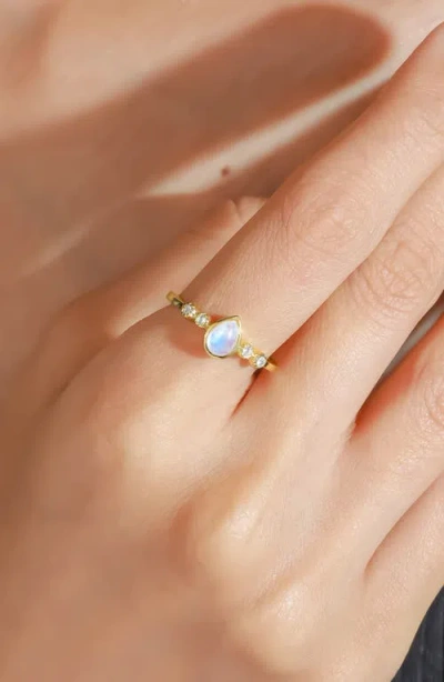 Ys Gems Pear Gemstone Ring In Gold