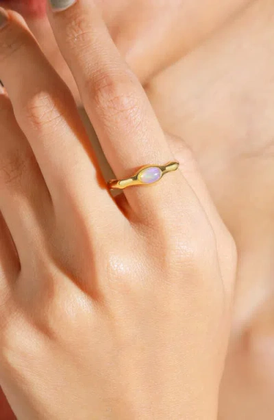 Ys Gems Wavy Band Ring In Gold