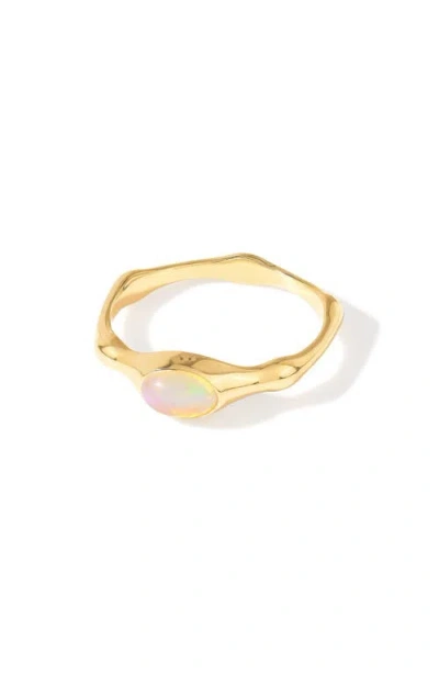 Ys Gems Wavy Band Ring In Gold
