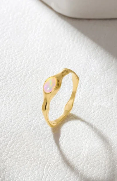 Ys Gems Wavy Band Ring In Gold