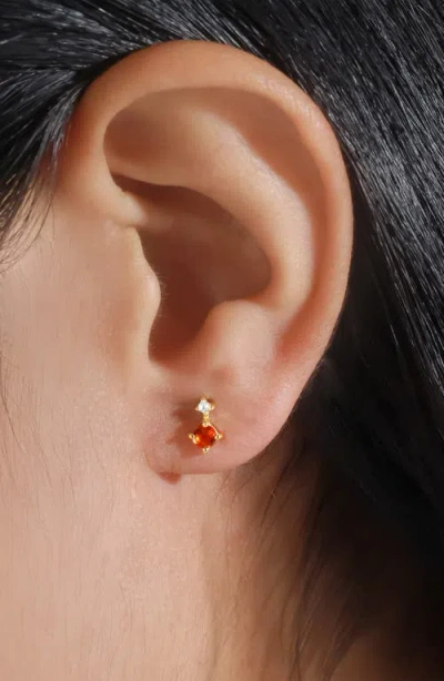 Ys Gems Emerald & White Topaz Double Drop Earrings In Gold