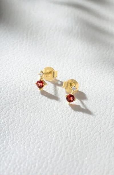 Ys Gems Emerald & White Topaz Double Drop Earrings In Gold